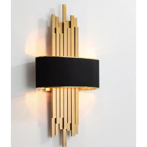 Nordic Postmodern Copper Wall Lamp Lights Metal Pipe Sconce Wall Light Fixture Living Room Decoration Bedroom E14 Led Wall Light