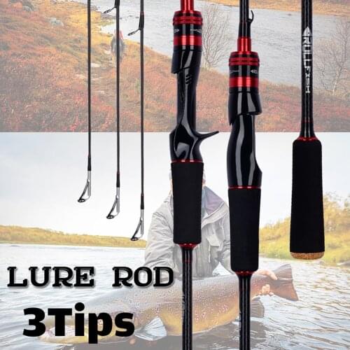 2 Sections 30T Carbon Spinning Casting Lure Fishing Rod 1.68/1.8/2.1/2.4m 1/2/3 Tips Power L/M/MH Bait Weight 4-35 Bass PoLe