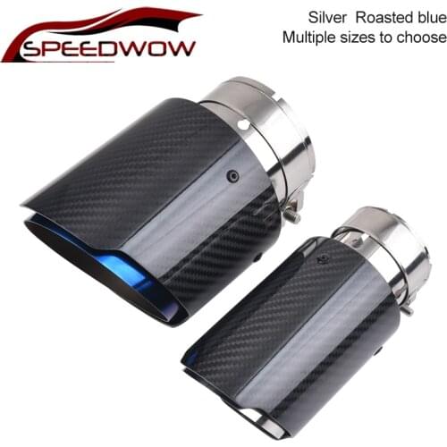 SPEEDWOW Universal Glossy 3k Carbon Fiber Exhaust Pipe Carbon Fiber Cover Exhaust Muffler Pipe Straight Edge End Tips