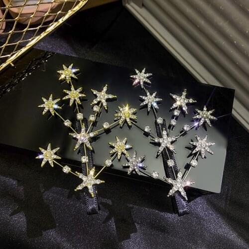 Vintage Graceful Geometric Branch Star Crystal Hairpins for Women Full Rhinestones Hair Accessories Bride Wedding Jewelry