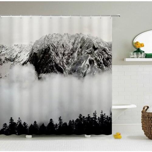 1PC Waterproof Polyester Fabric Shower Curtain with 12 Hooks Forest Landscape Bath Curtain Home Decoration Bathroom Curtains