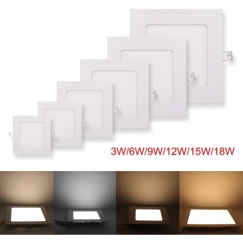 3w 6w 9w 12w 15w 18w LED Panel Light 110V 220V Dimmable Square Led Ceiling Lights Recessed Downlight for Living room Bedroom