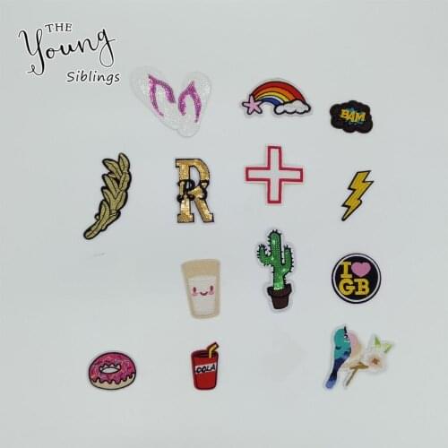 High quality Kids Hot melt adhesive Applique Embroidery patches stripes Sewing DIY Badges Craft Clothing Accessories C2222-C2251