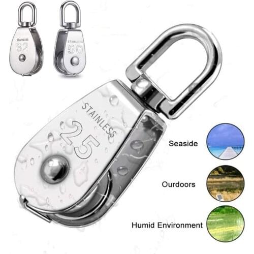 M25 High Quality Single Pulley Block Stainless Steel U-shaped Anti-rust Pulley Roller Crane Swivel Hook