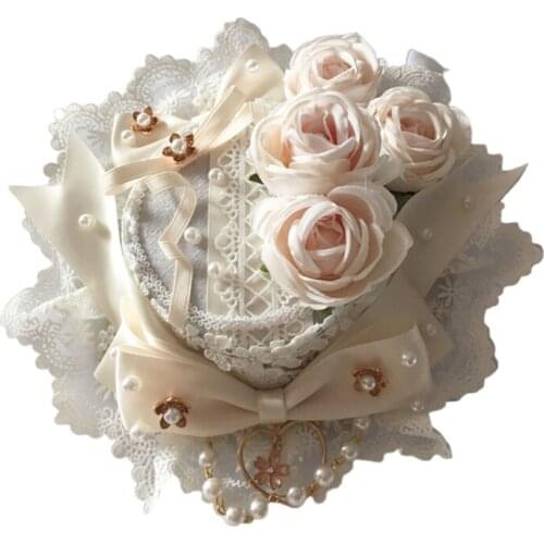 Japanese Lolita Sweet Lace Mini Top Hat Pearl Beaded Ribbon Bowknot Rose Flower Fascinators Cap Anime Cosplay Hair Party D0LF