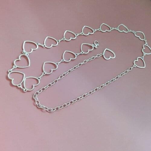 Women Hollow Heart Shape Waist Chain Metal Body Belly Chain Belt Body Chain Sexy Waist Chain for Dress Jewellery