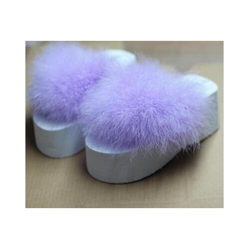 New Summer Antumn Women Slippers Handmade Feathers Fur Wedge Sandal Shoes Beach Flip Flops FREE SHIPPING