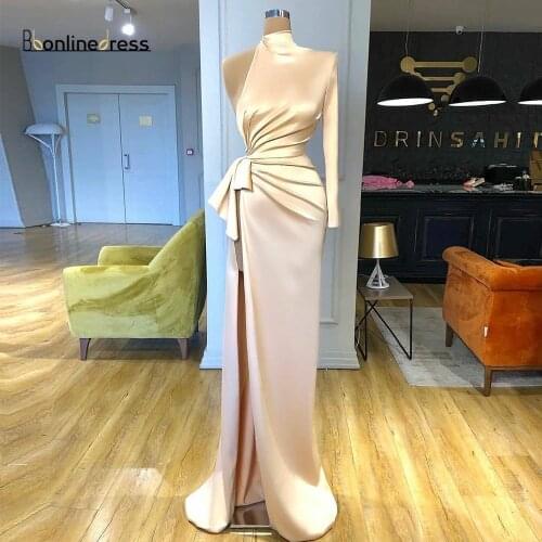 2020 Elegant Mermaid Evening Dress One-Shoulder Slit Evening Dresses Long Charming Formal Party Gowns Plus Size robe de soiree