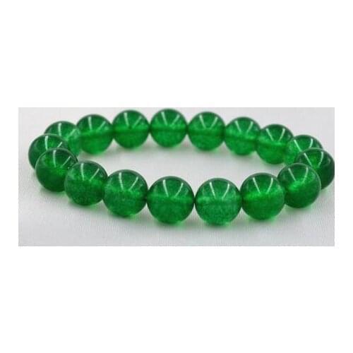 12mm Green 100% Natural Emerald Round Gemstone Beads Bangle Bracelet