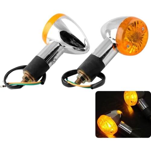 2Pcs Motorcycle Turn Signal Light Indicator Blinker Amber Yellow Lamp Chrome Universal For Yamaha Honda Suzuki