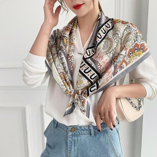 2021 new spring women scarf quality shawl silk fashion scarf headscarf beach sunscreen bag headscarf scarf 90cm*90cm