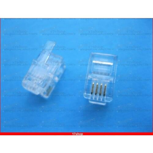 60 Pcs 4P4C Water Clear Modular Telephone Plug Connector