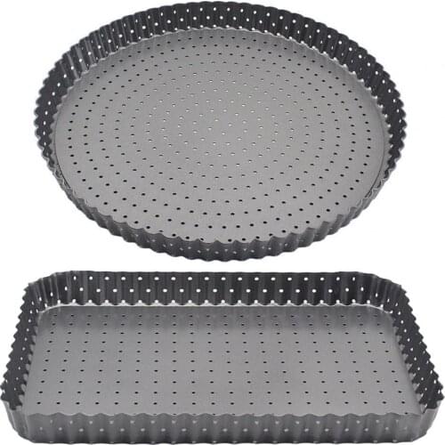28cm/32CM Carbon Steel Non-stick Pizza Baking Pan Mesh Tray Plate Round Deep Dish Pizza Pan Tray Mould Bakeware Baking Tool