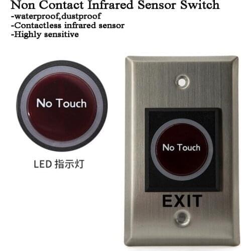 12V Touchless Infrared Door Sensor with Exit pusbutton/Contactless Door Switch for Gate/Office/Garage Access Control