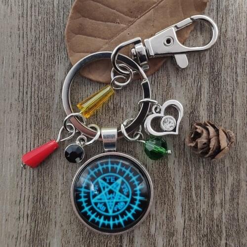 Hot Sale Anime Cartoon Black Butler Keychain Time Gem Cute Romantic Key Ring Men Boy Girl Party Birthday Jewelry Gift HZS