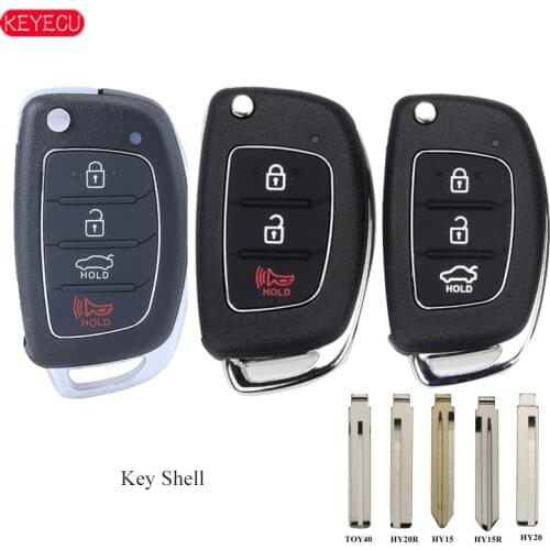 KEYECU Flip Remote Key Shell Fob for Hyundai Solaris IX35 IX45 Elantra Santa Fe HB20 Verna Solaris HY15/HY20/TOY40
