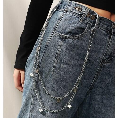 Butterfly Pants Chain Double Layer Dice Pendant Trousers Chain Jean Wallet Chain Personality Punk Waist Chain Jewellery