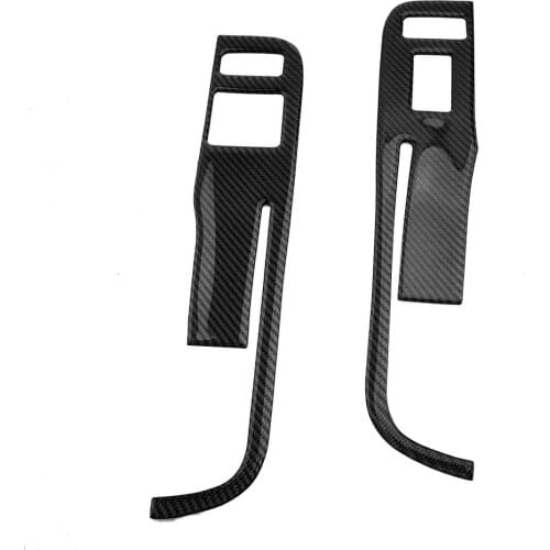 2Pcs Carbon Fiber Black Window Switch Panel Cover Trim Fit for Chevrolet Camaro 2015 2014 2013 Left Hand Drive Only