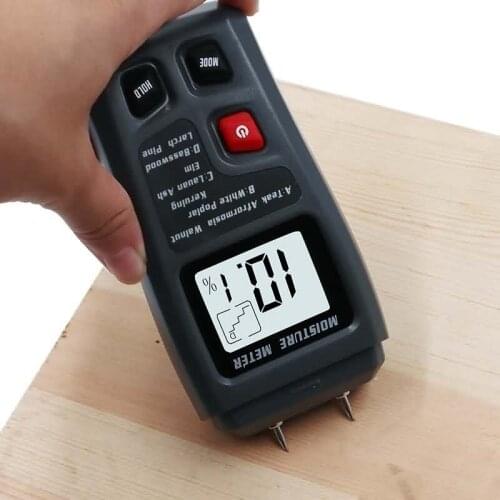 Two Pins Digital Wood Humidity Tester Hygrometer Carton Wood Moisture Meter Timber Damp Detector Large LCD Display 0-99.9% mm