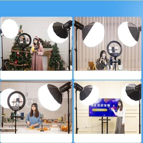 Photography 150W Photo Studio Ring Lighting COB LED Video Light Softbox Kit 5600K Daylight Dimmable CRI 97 TLCI 97 18500Lux