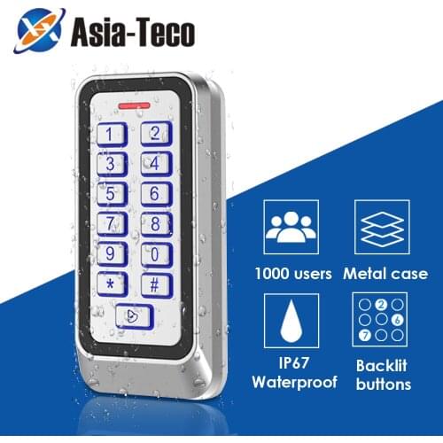 IP67 Waterproof Backlight RFID Metal Door Access Control Reader Keypad 1000 Users 125KHz EM Card door opener system