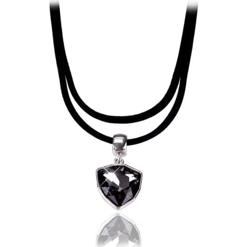 Korean Fashion Collar Crystal Pendant Necklace for Women Black Double Layer Sexy Fashion Personalized Jewelry