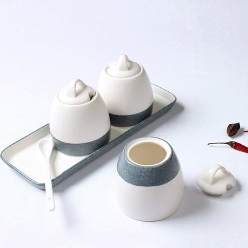 Bone China Sesoning Cruet Japanese Restaurant Condiment Pot Kitchen Salt Spice Seasoning Cans With Spice Rack Ceramic Cruet Suit