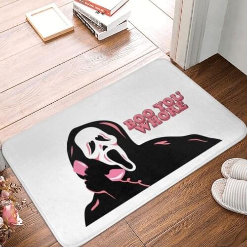 BOO YOU WHORE Ghost Face Doormat Carpet Mat Rug Polyester Anti-slip Floor Decor Bath Bathroom Kitchen Bedroom 40x60