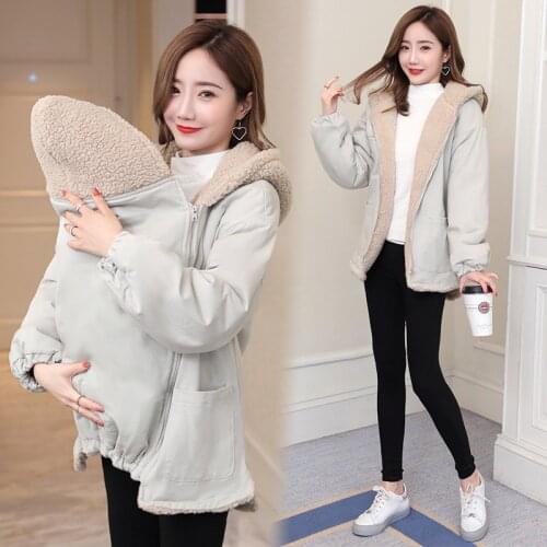 Hooded Baby Carrier Jacket 2020 Winter Hoodies Maternity Tops Outerwear Coat For Pregnant Women Carry Baby Pregnancy Clothings