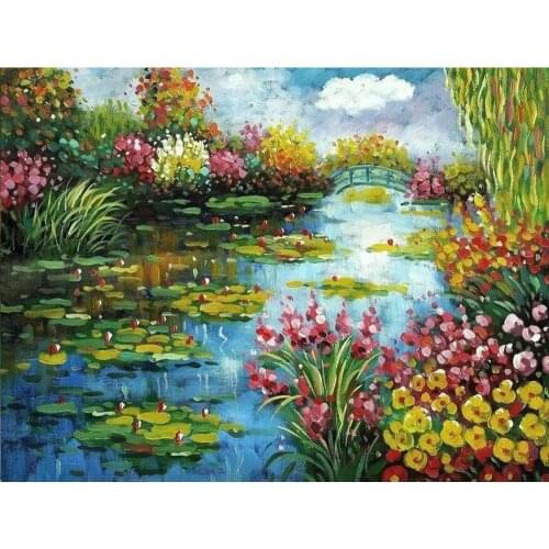 Square/Round Diamond Painting Small Bridge Water Garden 5D DIY Round Diamond Mosaic Flower Picture Rhinestone Embroidery Decorat
