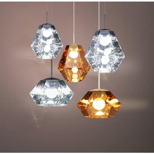 Nordic glass chandelier retro small chandelier single head bar dining room chandelier modern art glass simple lamp