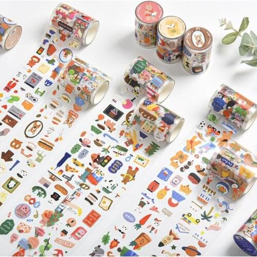 Cute Cartoon Journal Tape DIY Scrapbooking Sticker Label Kawaii Stickers Transparent PVC Masking Tape School Office Supply