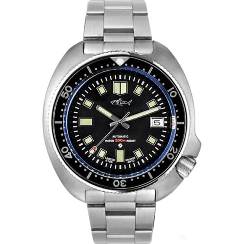 Heimdallr Mens Dive Watch Sapphire Crystal 44mm Black Dial Luminous Japan NH35A Automatic Movement Mechanical Men Wrist Watches