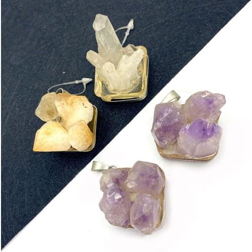 Natural Stone Crystal Pendant Irregular Shape Exquisite Pendant Making Jewelry DIY Necklace Earrings Accessories Charm