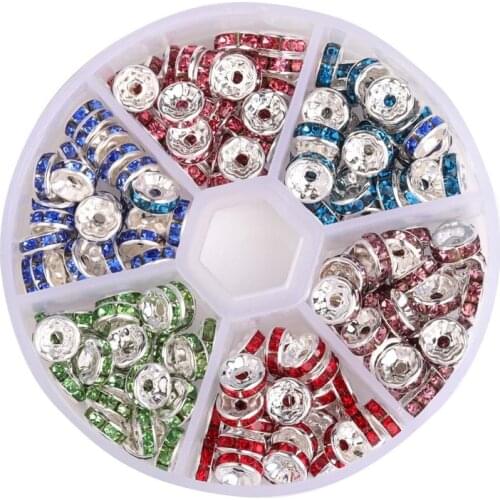 New 180/400pcs 8 Mm Rhinestone Rondelle Crystal Round Loose Spacer Beads for Jewelry Making DIY Bracelet Necklace Accessories