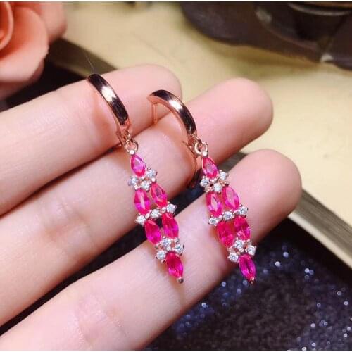 Party Gift Super Good Color Ruby Earring Natural And Real 925 Sterling Silver Ruby Earring Fashion