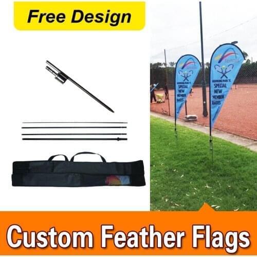 Custom Print Double Sided Inground Spike Teardrop Flags Banners Signs Advertising Open Feather Flags Custom Feather