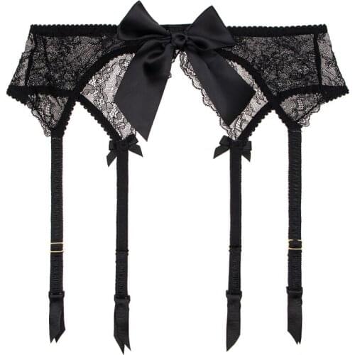 Sexy fashion big bow kont high quality eyelash lace garter belt transparent underwear S M L XL temptation suspender belt CYHWR
