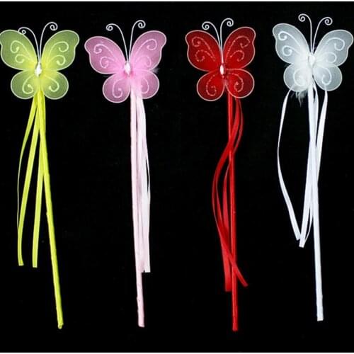 Girls Princess Wedding Christmas Favor Gifts Butterfly Fairy Wand Magic Sticks Birthday Supplies LX8248