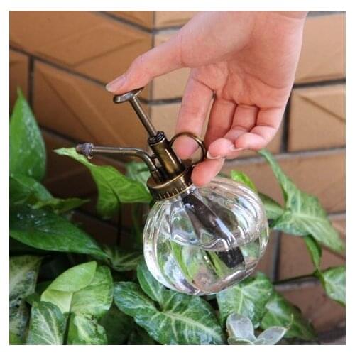 Antique style garden transparent glass watering cans water bottle pot spray spraying bottle