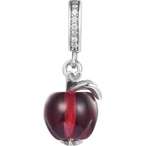 CKK Silver 925 Jewelry Murano Glass Red Apple Dangle Charm Fits Original Bracelets Sterling Beads