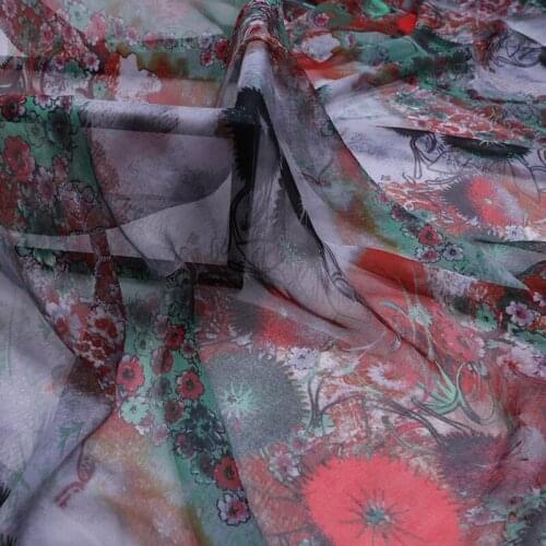 135CM Wide 6MM Print Thin Silk Chiffon Fabric for Summer Long and Short Dress Shirt Scarf Blouse B259