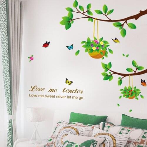 [shijuekongjian] Tree Branch Wall Stickers DIY Plants Wall Decals for Living Room Children Nursery Kitchen Home Decoration