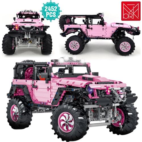 Ideas Pink Off-road Vehicle Static Model Building Blocks Super Off-road Car Bricks Educational Toys Holiday Gift For Adult