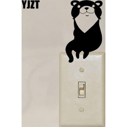 YJZT Creative Animal Cat Vinyl Switch Sticker Modern Art Wall Decal Cartoon Decor S19-0800