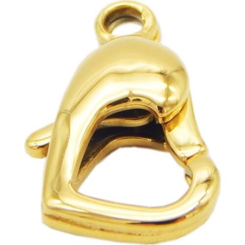 2pcs/lot Gold Silver Color Heart Shape Stainless Steel Lobster Clasps For Bracelet End Caps Clasp Fit Leather Cord Bracelets