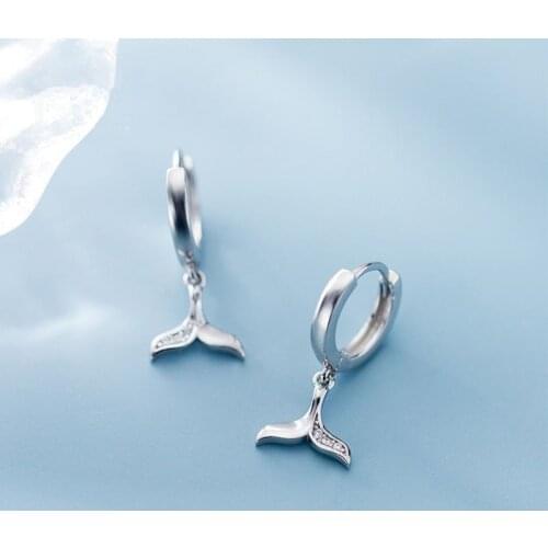 925 Sterling Silver Tassel Mermaid Tail Stud Earrings For Women Elegant Jewelry Accessories Hypoallergenic eh212