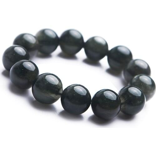 2018 Newly Green Hair Rutilated Quartz Crystal Round Bead Stretch Bracelet 17mm AAAA Fashion Women Crystal Round Beads Bracelet