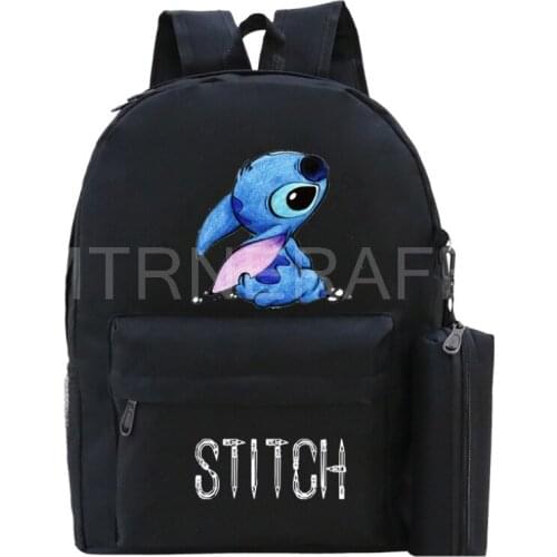 2pcs Stitch Woman Men Backpack Nylon Soft Handle Solid Multi-pocket Travel Zipper Mochila Feminina Sac A Dos School Bags