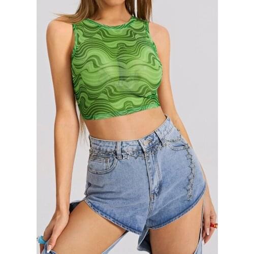 2021 Fashion Y2K Print Tank Top Women Sleeveless Crew Neck Backless Lace Up Crop Top Streetwear Summer Sexy Casual Camisole Tops